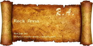 Reck Anna névjegykártya